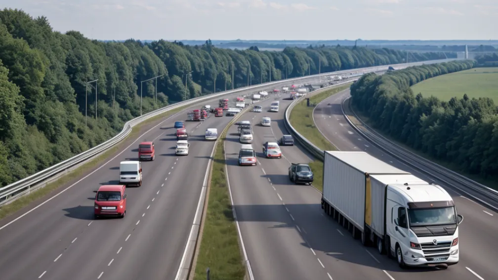 Багатокілометровий затор на трасі A3 біля Кельна: Перекинувся фургон, рух ускладнено