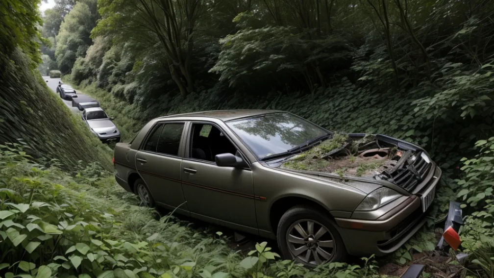 У Німеччині п'яний водій спричинив ДТП: авто злетіло з 10-метрового схилу і впало на будиночок, двоє тяжко поранені