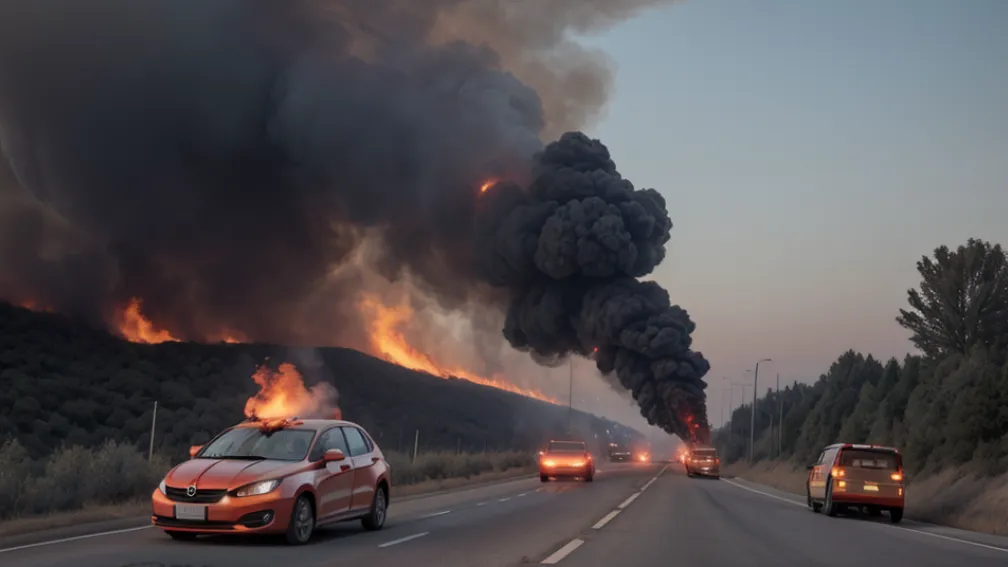 Жінка-водій BMW врятувалася з палаючого авто на трасі A7 у Німеччині