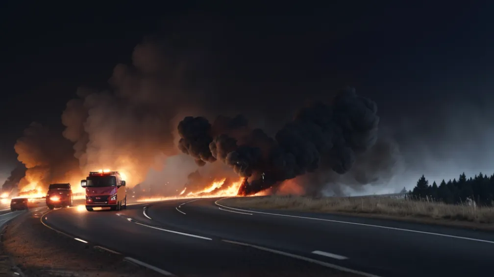 Пожежа на трасі A45 у Німеччині: автівка згоріла повністю, автобан перекрито