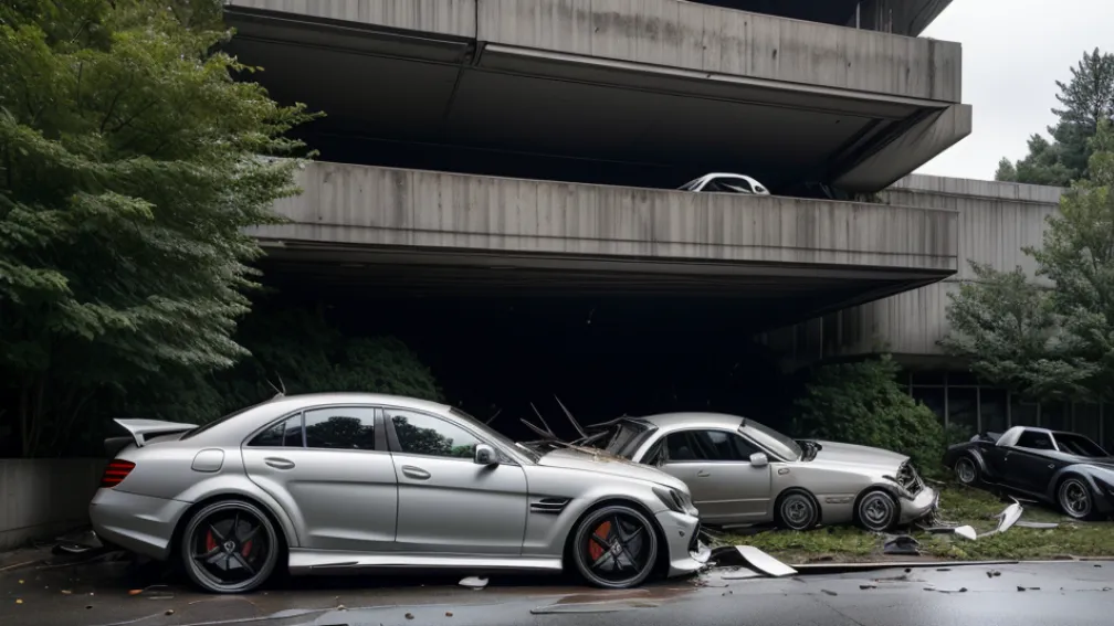 Масштабна ДТП у Німеччині: Mercedes-AMG перелетів 2,5-метрову стіну та впав на парковку