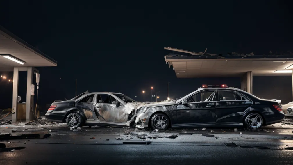 У Нюрнберзі люксовий Mercedes влетів у заправку: 22-річний водій був під наркотиками та алкоголем