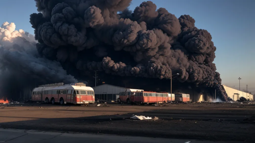 Масштабна пожежа в автобусному депо Німеччини: знищено 7 автобусів, мільйонні збитки