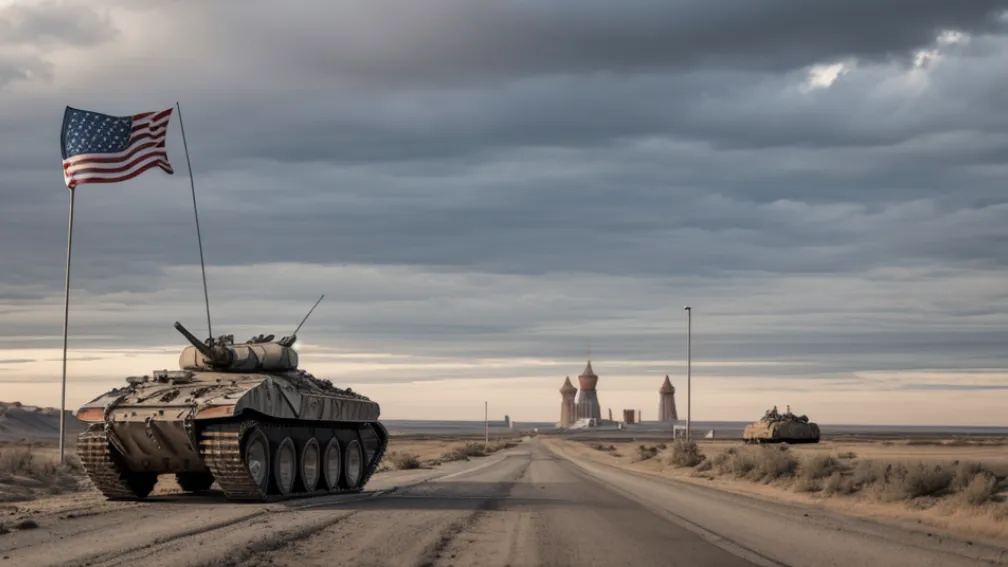 На відео державного ТБ: Російський БТР під американським прапором на окупованих територіях України