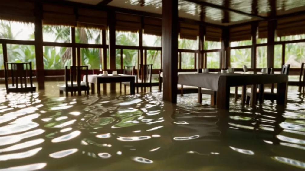 Неймовірне явище: Ресторан у Таїланді працює попри повінь, гості обідають у воді
