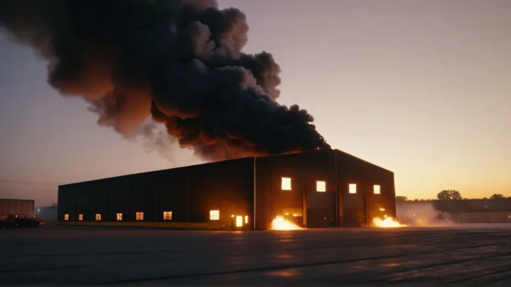 Масштабна пожежа на човновому складі в Райнсбергу: Дим огортає місто