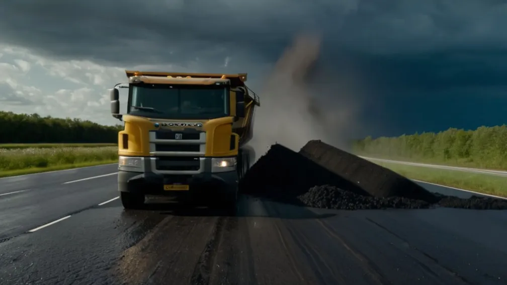 Вантажівка з асфальтом перекинулася: трасу L1107 перекрили на кілька годин