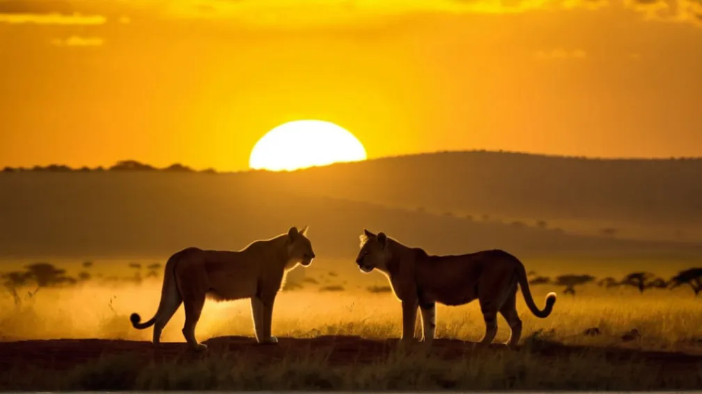 Битва королів савани: Два леви змагаються за територію та самку в Кенії