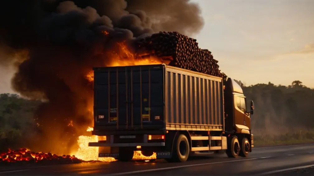 Шоколадний шок на A10: 22 тонни какао згоріли у вантажівці