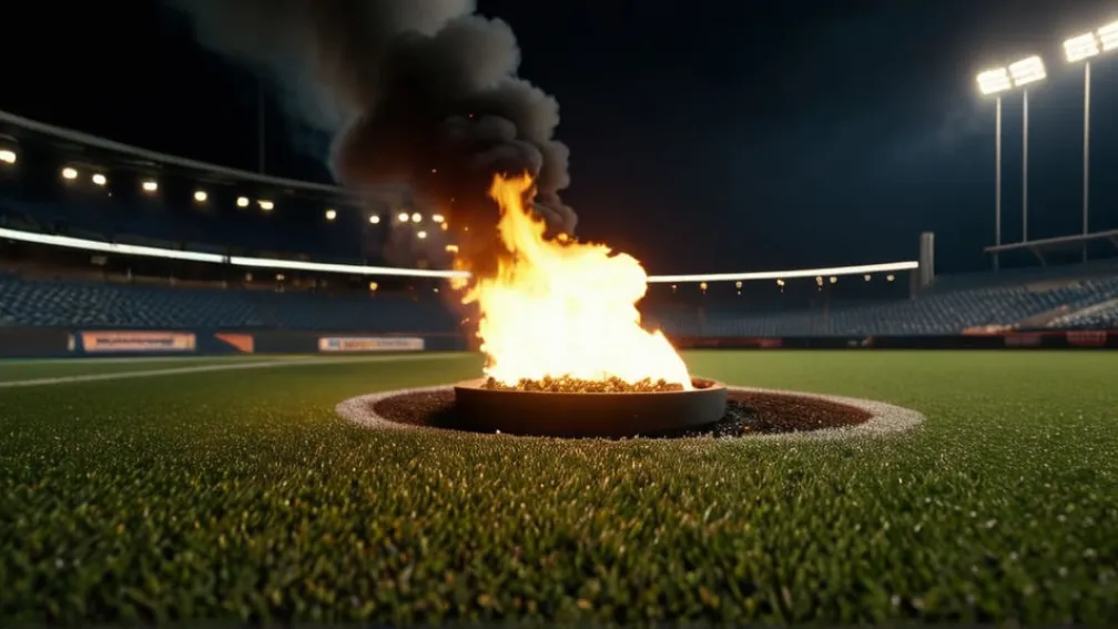 Футбольний скандал у Швеції: піротехніка спричинила пожежу на полі під час матчу