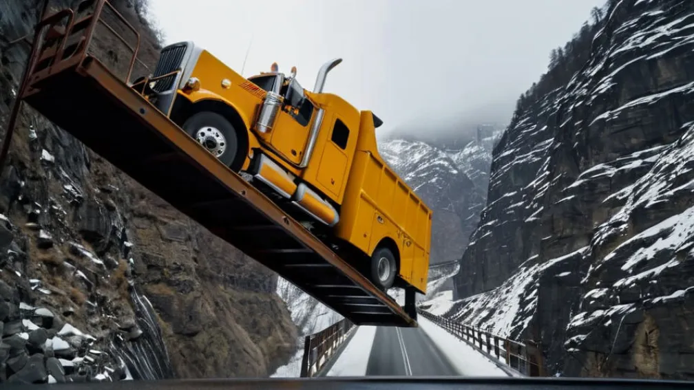 У США вантажівка звисла над прірвою: водій п'ять годин чекав на порятунок