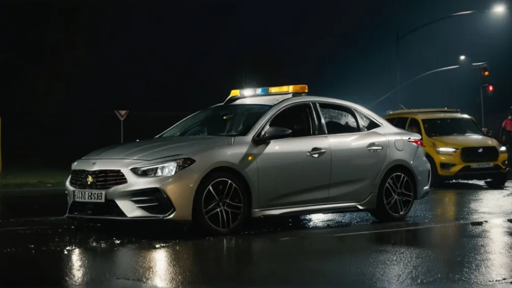 Наслідки серйозної багатоавтомобільної аварії на темній міській вулиці