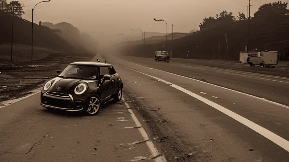 На автобані А1 вщент згорів Mini Cooper