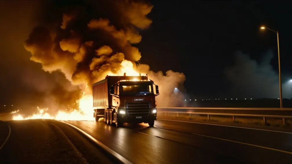 Масштабна пожежа на автобані A10: Вантажівка з електронікою повністю згоріла, рух перекрито на години