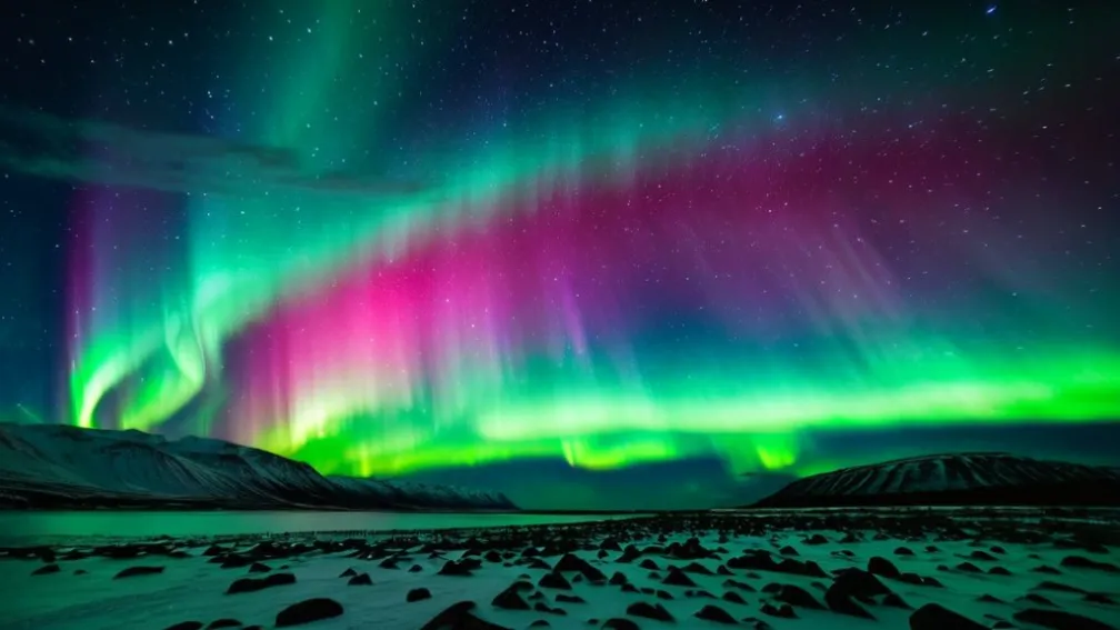 Північне сяйво над Німеччиною: Чарівне небесне видовище осяяло ніч