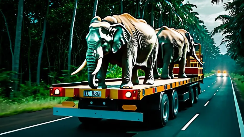 Неймовірний вантаж: Слони на трасі в Таїланді