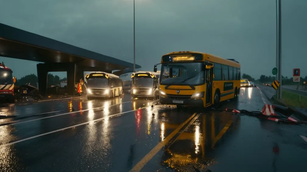 Аварія в Дорстені: Шкільний автобус зіткнувся з автомобілями, 22 дитини не постраждали