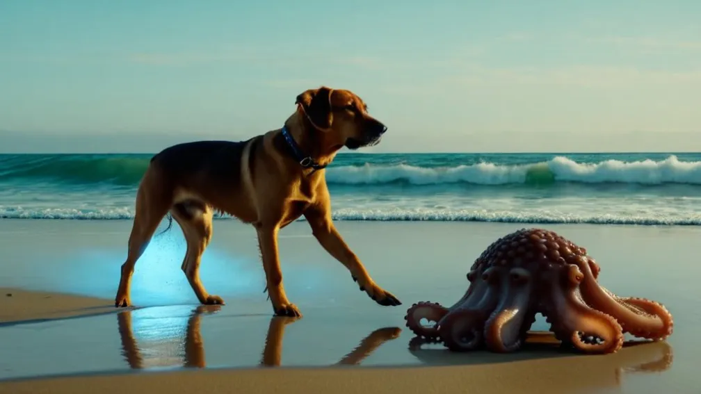 Незвичайна зустріч на Тенеріфе: собака та восьминіг здивували на пляжі