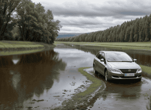 У Німеччині авто Skoda злетіло з траси B4 та впало в річку: водій не постраждав