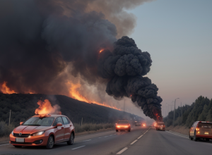 Жінка-водій BMW врятувалася з палаючого авто на трасі A7 у Німеччині