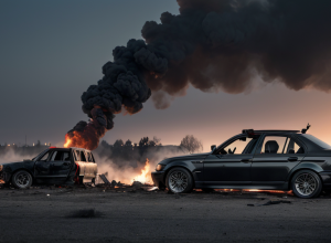 У Німеччині згорів BMW: Автомобіль повністю знищено вогнем на задньому дворі