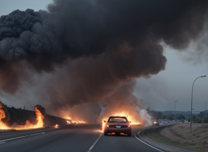Автомобіль спалахнув на трасі B39 поблизу Шпаєра, Німеччина: водій врятувався