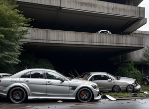Масштабна ДТП у Німеччині: Mercedes-AMG перелетів 2,5-метрову стіну та впав на парковку