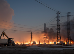 У німецькому Людвігсбурзі загорівся екскаватор після контакту з ЛЕП: Оцінка збитків – 200 тис. євро
