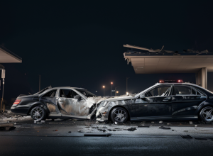 У Нюрнберзі люксовий Mercedes влетів у заправку: 22-річний водій був під наркотиками та алкоголем