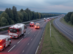 У Німеччині на автобані A57 перекинувся автомобіль: трасу повністю перекривали для порятунку