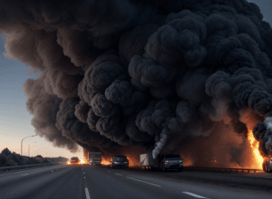 Пожежа на трасі А20 у Німеччині: згорів автовоз, є значні збитки