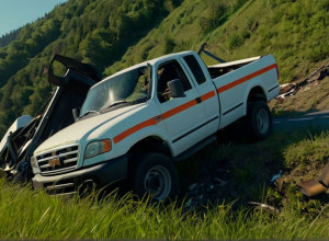 ДТП на A44: Вантажівка врізалася в несправне авто та злетіла з насипу