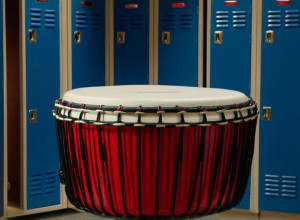 Баскетбольний клуб "МХП Різен Людвігсбург" святкує перемоги з фанатським барабаном у роздягальні