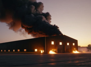 Масштабна пожежа на човновому складі в Райнсбергу: Дим огортає місто