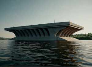 Гігантська бетонна споруда подорожує: 22 000 тонн пливуть річкою Везер