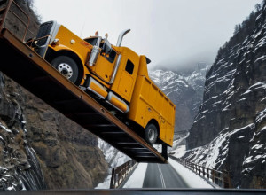 У США вантажівка звисла над прірвою: водій п'ять годин чекав на порятунок