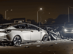 Погоня 150 км/год: Opel нанизало на огорожу мосту
