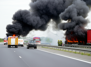 A66 - Пожежа вантажівки на A66: водій поранений