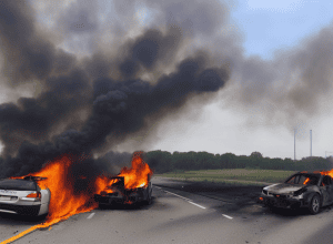 На автобані згорів корейський позашляховик: люди встигли врятуватися