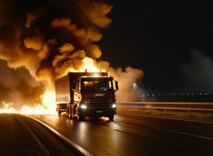 Масштабна пожежа на автобані A10: Вантажівка з електронікою повністю згоріла, рух перекрито на години