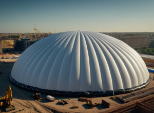 Інновації в будівництві: У Китаї використовують велетенські надувні куполи для захисту від пилу та шуму