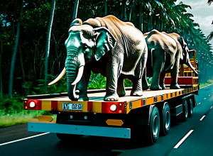 Неймовірний вантаж: Слони на трасі в Таїланді