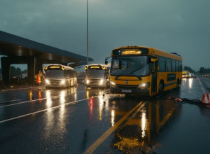 Аварія в Дорстені: Шкільний автобус зіткнувся з автомобілями, 22 дитини не постраждали