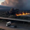 Пожежа вантажівки на автобані А14 у Німеччині: токсична хмара та багатокілометрові затори