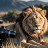 Незвичайна "здобич": Лев у Кенії "вполював" об'єктив фотокамери