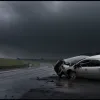Жахлива ДТП під Лосгаймом: Автівка перекинулася через зливу, водійка відбулася легкими травмами